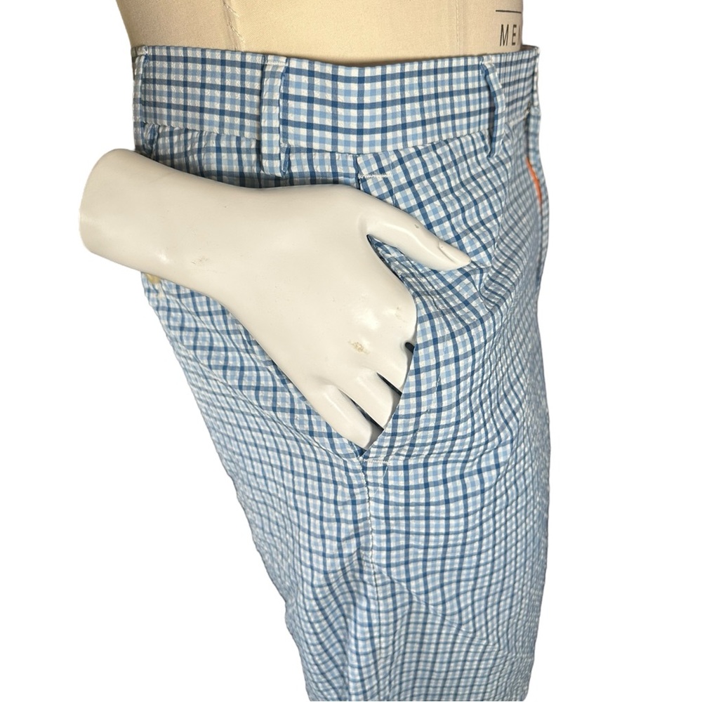 Peter Millar Crown Sport Lightweight Performance Seersucker Shorts Plaid Blue 34 - Picture 7 of 15